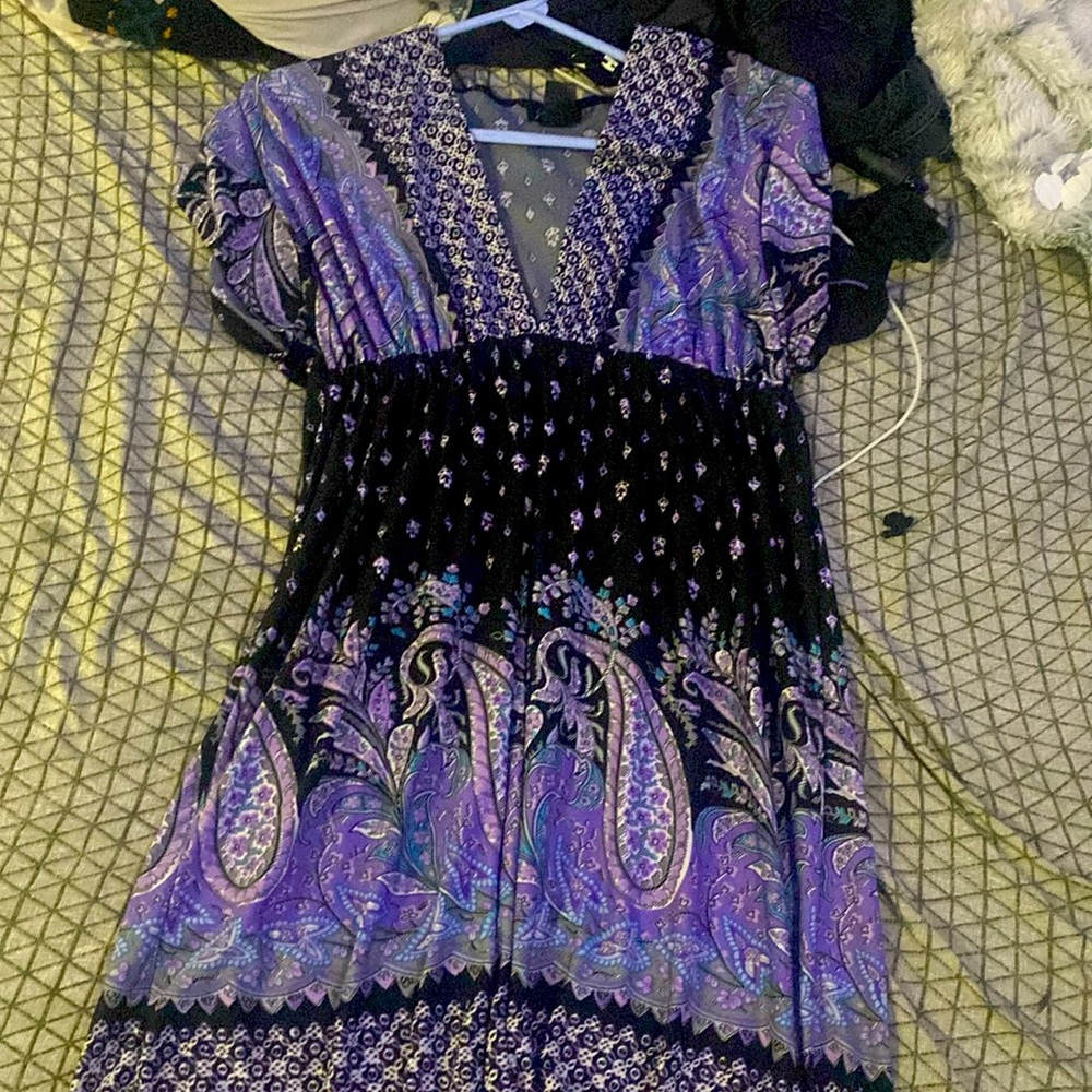 Purple and black paisley dress